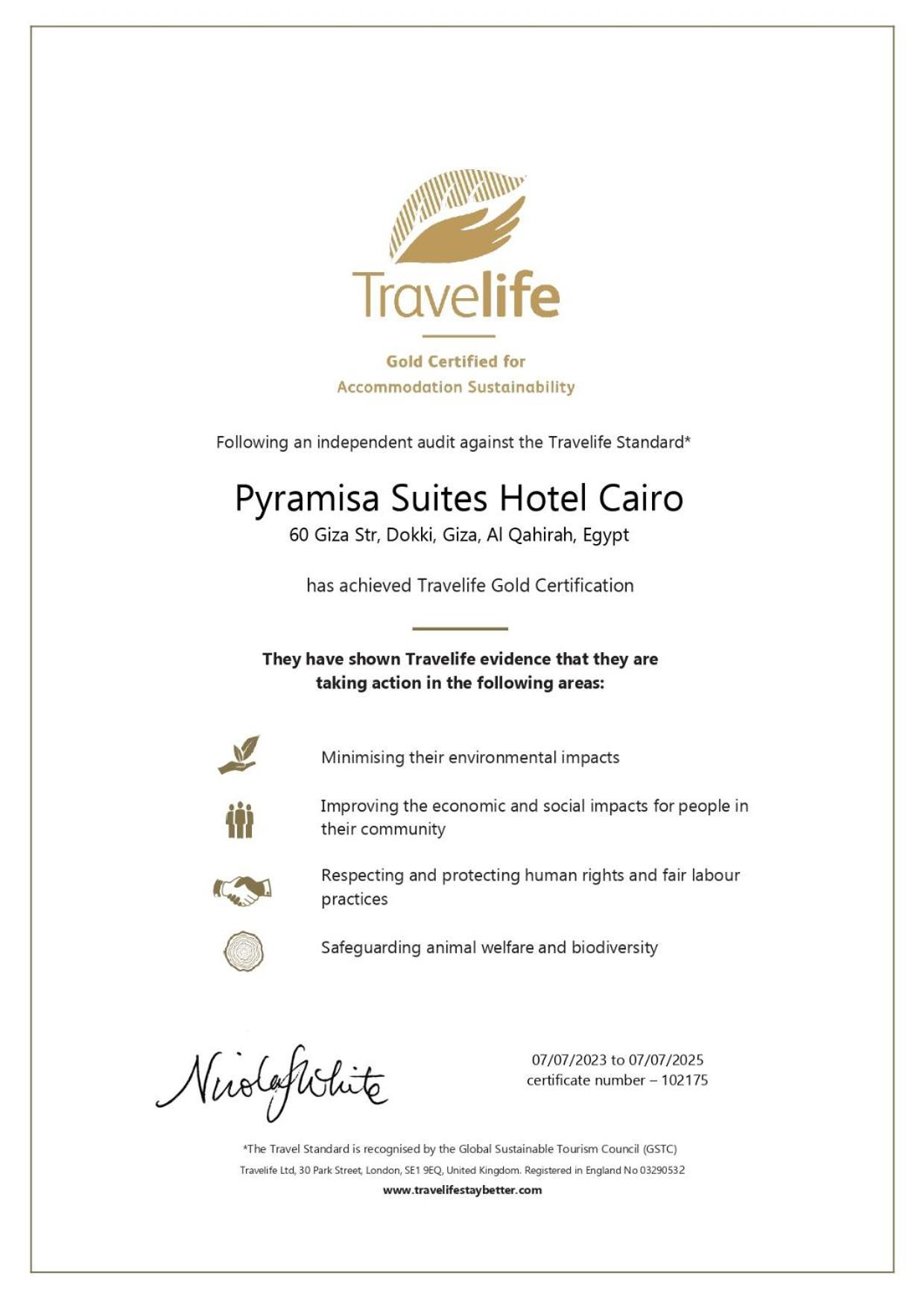 Pyramisa Suites Hotel Cairo Giza Zewnętrze zdjęcie Gold certification for the Travelite Standard